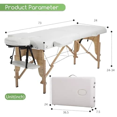 PayLessHere Massage Bed Portable Massage Table 24 inch Wide | Height Adjustable Spa Bed with Bolsters thumbnail 8