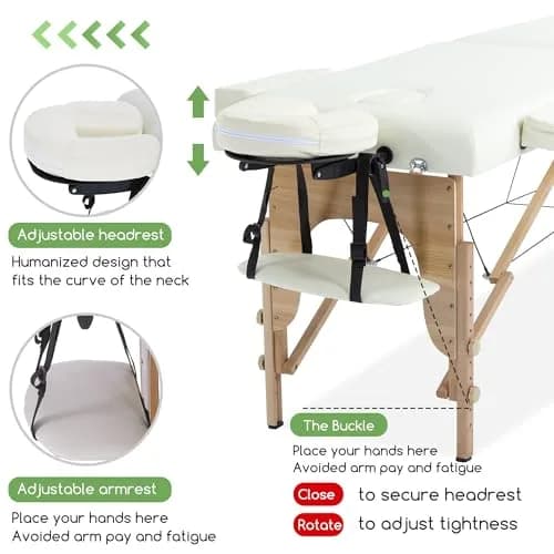 PayLessHere Massage Bed Portable Massage Table 24 inch Wide | Height Adjustable Spa Bed with Bolsters thumbnail 3