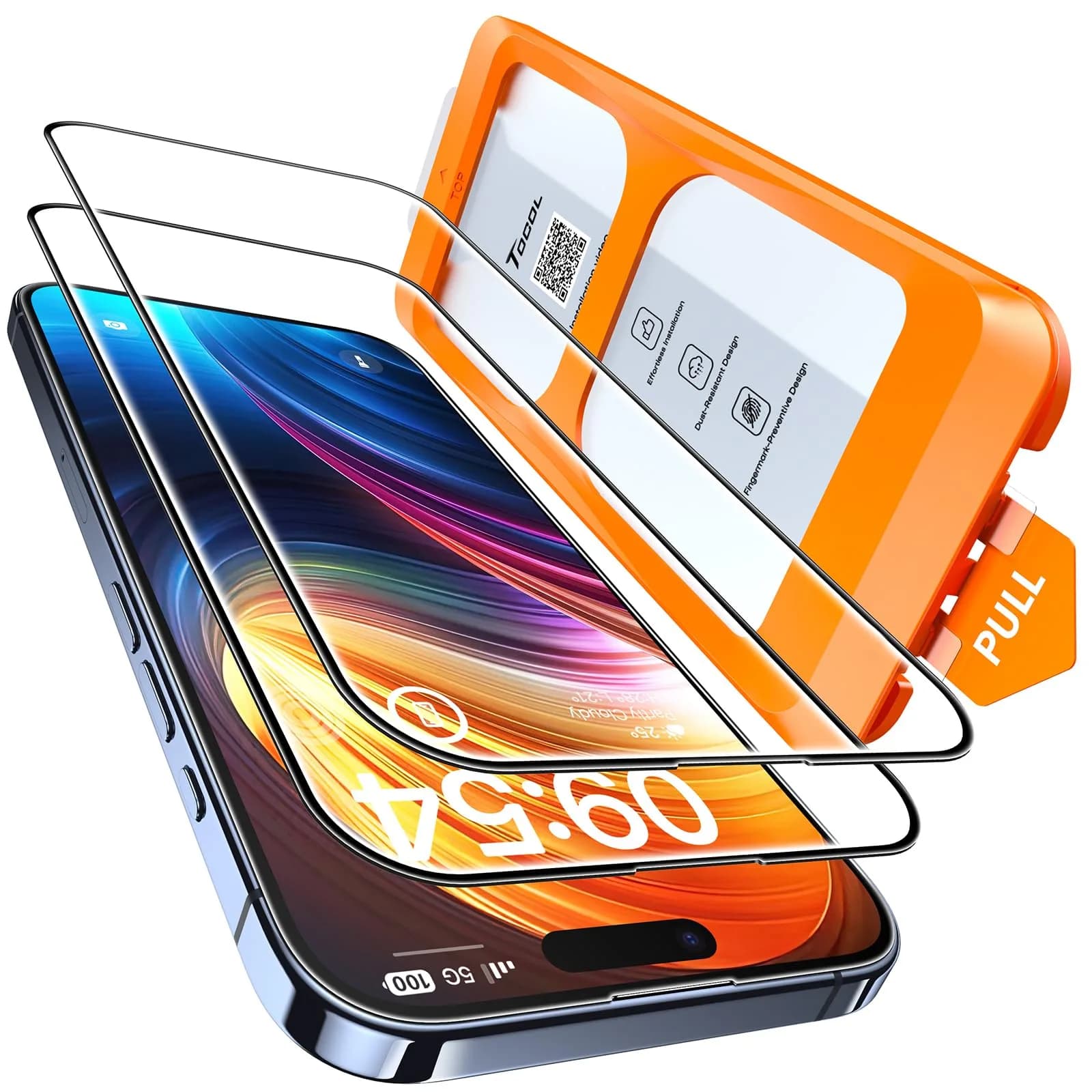 TOCOL iPhone 15 Screen Protector 6.1" | Easy Auto Installation & Impact Protection — Transparent