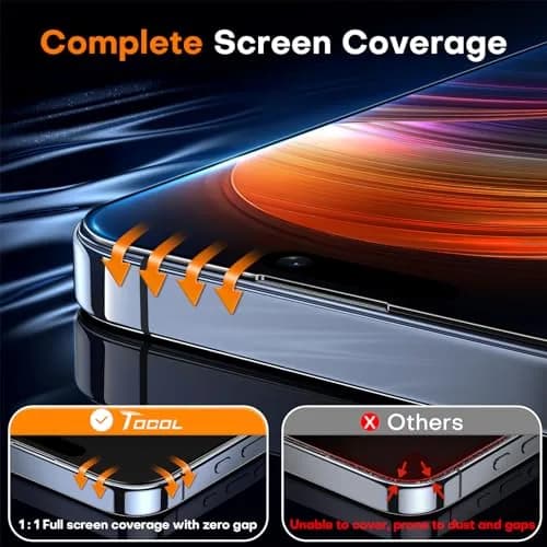 TOCOL iPhone 15 Pro Screen Protector 6.1" | Easy Auto Installation & Impact-Resistant thumbnail 5