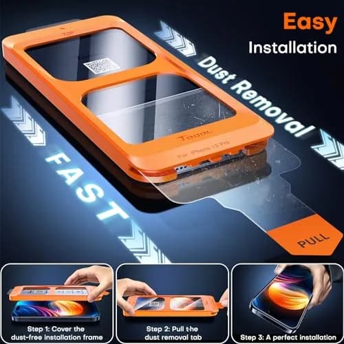 TOCOL iPhone 15 Pro Screen Protector 6.1" | Easy Auto Installation & Impact-Resistant thumbnail 2