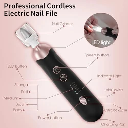 Hoxida Electric Nail Drill Machine for Manicure & Pedicure 20000 RPM | Black thumbnail 8
