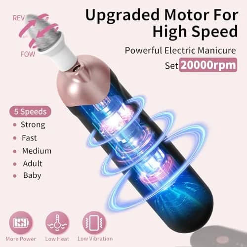 Hoxida Electric Nail Drill Machine for Manicure & Pedicure 20000 RPM | Black thumbnail 2