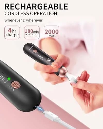 Hoxida Electric Nail Drill Machine for Manicure & Pedicure 20000 RPM | Black thumbnail 3