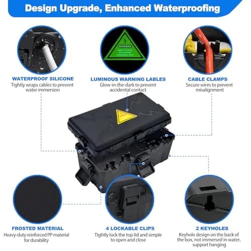 Hrensaw Medium Outdoor Electrical Box 10.6x5.5x4.5inch Waterproof IP54 Black thumbnail 3