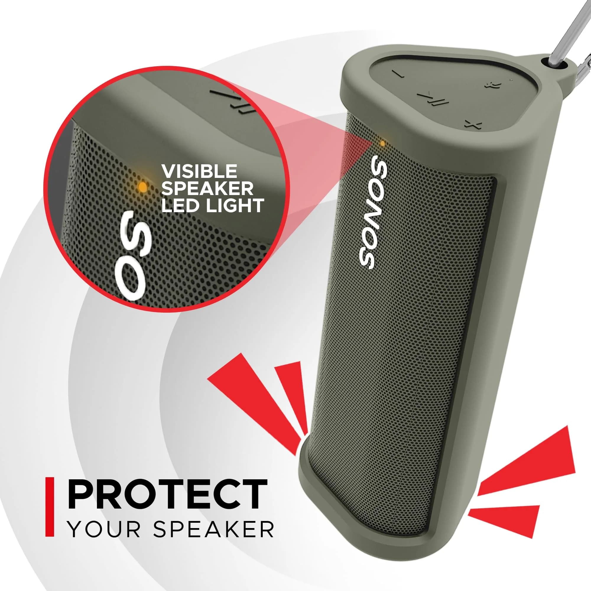 Sound Bass Heavy Duty Protective Carrying Case for Sonos Roam 2 | Green, 159g (0.35 lb) - view 2