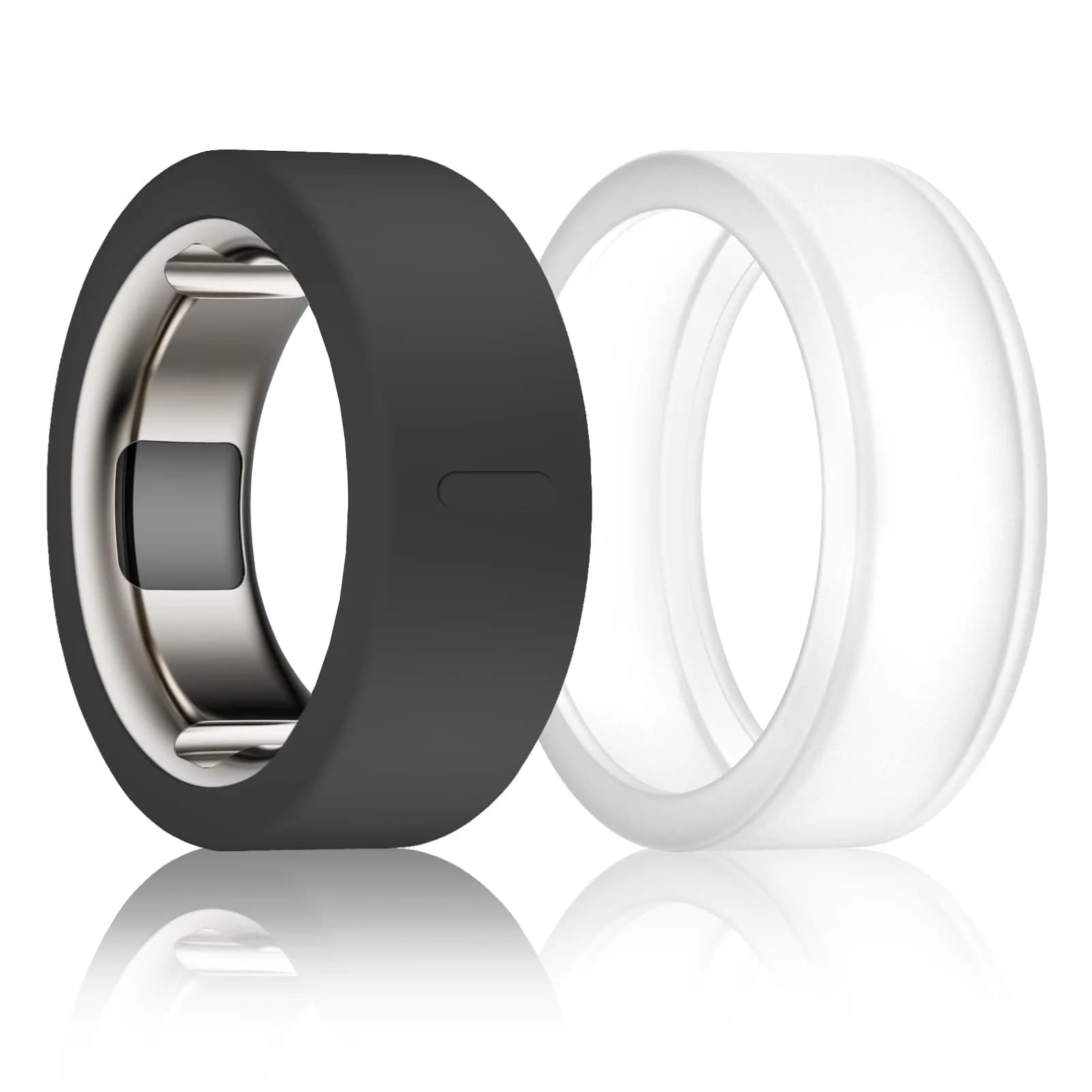 BandSmith Silicone Ring Cover for Oura Ring Gen 3/4 - Size M (Black+Transparent) | Protects Smart Ring During Activities