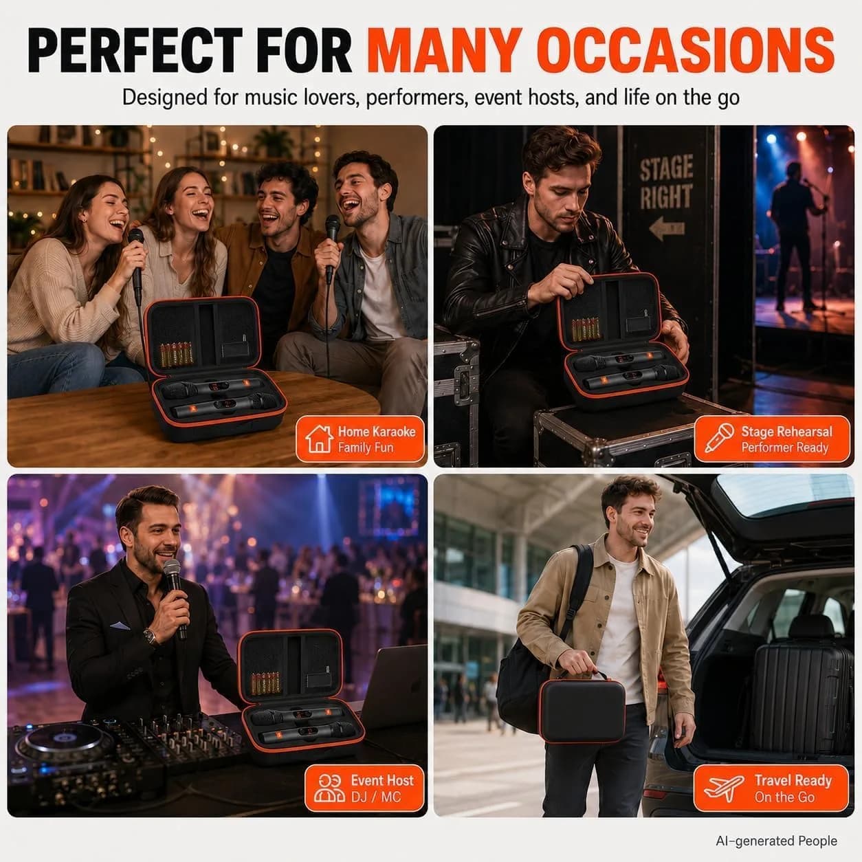 Againmore Dual Microphone Case for JBL PartyBox Wireless Mics, 11 x 6 x 3.25 inches | Precision Fit for Secure Transport - view 6