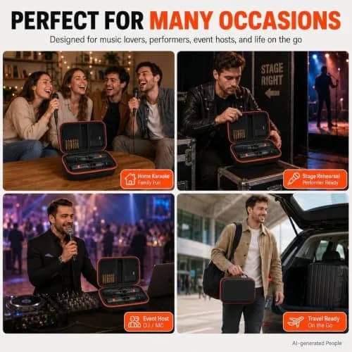 Againmore Dual Microphone Case for JBL PartyBox Wireless Mics, 11 x 6 x 3.25 inches | Precision Fit for Secure Transport thumbnail 6