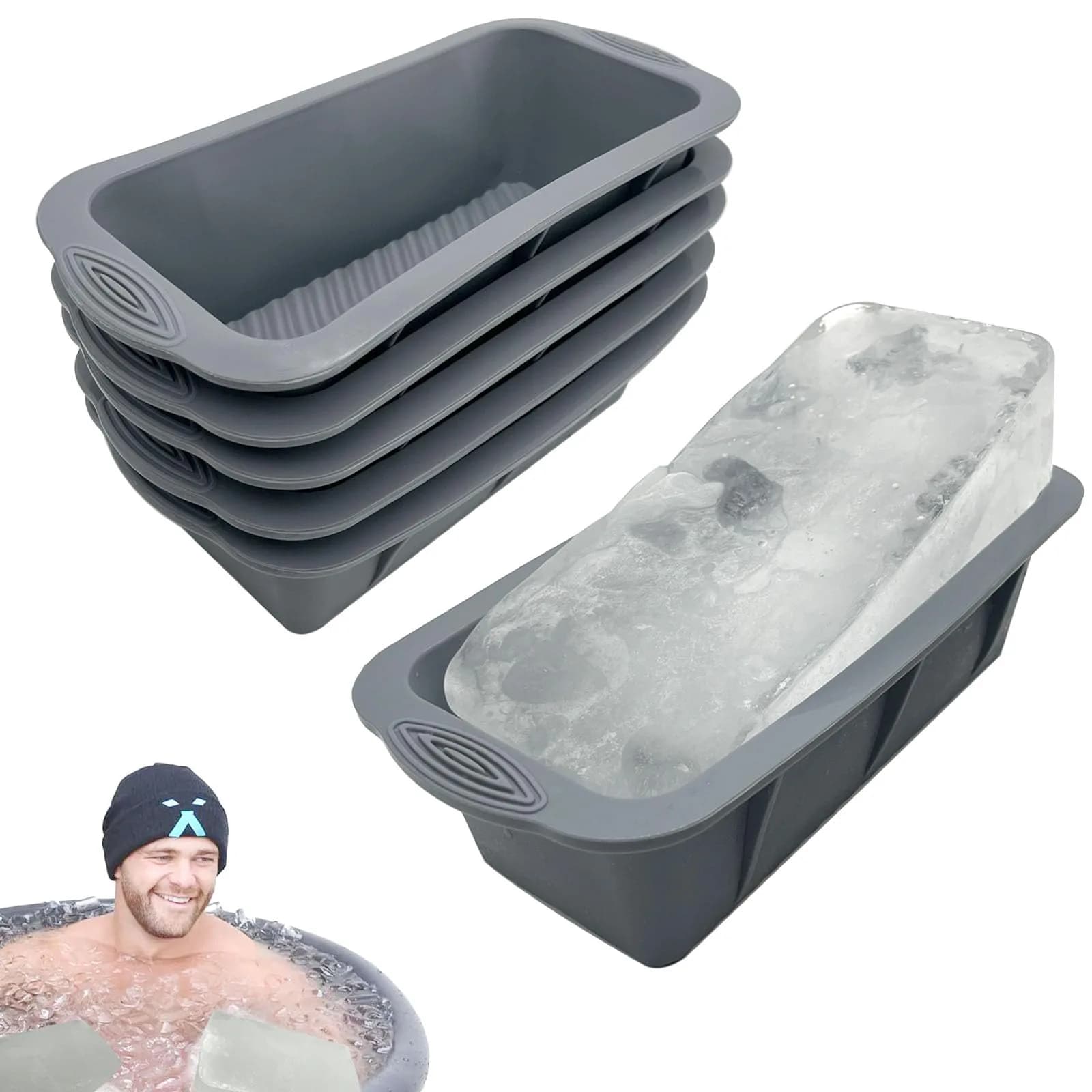 YINOWON Extra Large Silicone Ice Block Mold 8.5 x 4.5 x 2.5 inches | Large Ice Cubes for Cold Plunge & Bath