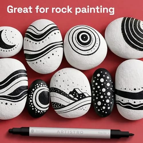 ARTISTRO Dual-Tip Acrylic Paint Markers (5 Black Pens) | Precision Lines & Bold Strokes for Crafts thumbnail 7