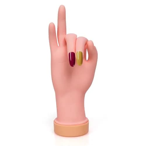 Krofaue Right Hand Nail Practice Trainer Flexible Bendable Mannequin | Realistic Skin Tone, Reusable, for Acrylic & Gel Art — 1PCS Practice Right Hand