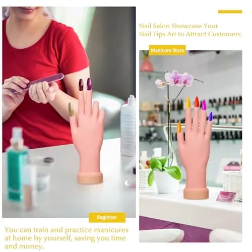 Krofaue Right Hand Nail Practice Trainer Flexible Bendable Mannequin | Realistic Skin Tone, Reusable, for Acrylic & Gel Art thumbnail 7