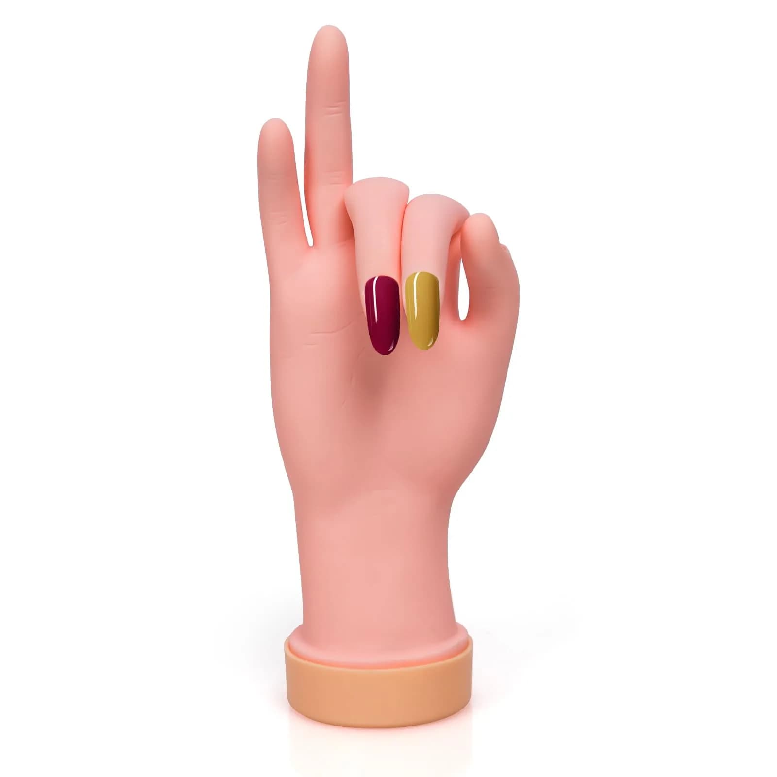 Krofaue Right Hand Nail Practice Trainer Flexible Bendable Mannequin | Realistic Skin Tone, Reusable, for Acrylic & Gel Art