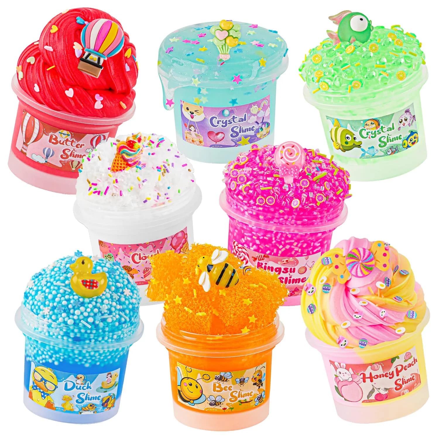Okaybee Slime Variety Pack 8 x 100ml (800ml Total) | Non-Toxic & ASTM-Tested for Kids