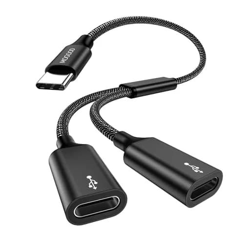 MOGOOD USB C Splitter Adapter for Data Transfer - 1 Male to 2 Female USB-C Ports | Black thumbnail 1