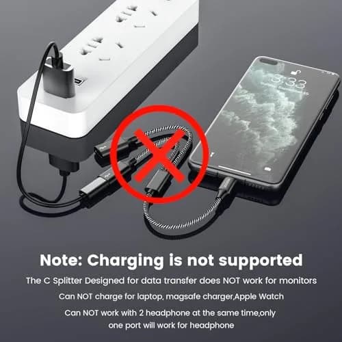 MOGOOD USB C Splitter Adapter for Data Transfer - 1 Male to 2 Female USB-C Ports | Black thumbnail 2