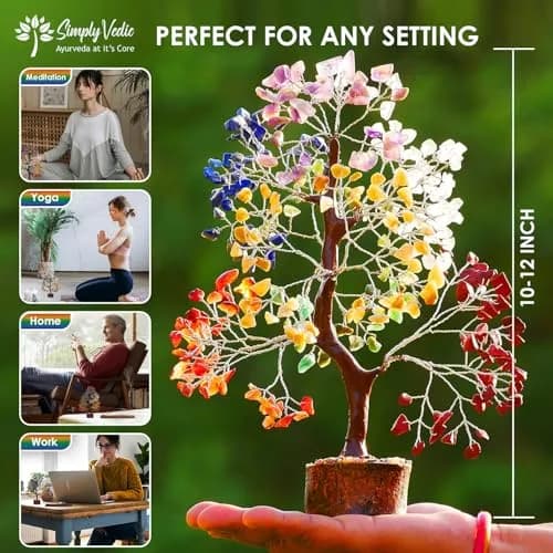 Simply Vedic 7 Chakra Healing Crystals Tree of Life | 26cm (10.2 inches) Tall thumbnail 7