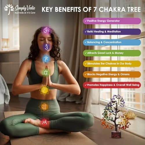 Simply Vedic 7 Chakra Healing Crystals Tree of Life | 26cm (10.2 inches) Tall thumbnail 2