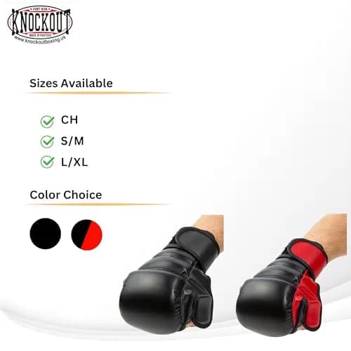 Knockout Fight Gear MMA Gloves Large-X-Large | Hybrid Open Palm, Double Wrist Support (en_US) thumbnail 4