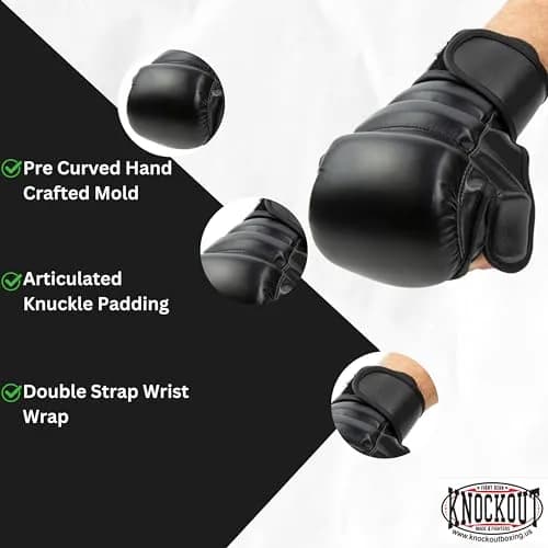 Knockout Fight Gear MMA Gloves Large-X-Large | Hybrid Open Palm, Double Wrist Support (en_US) thumbnail 2