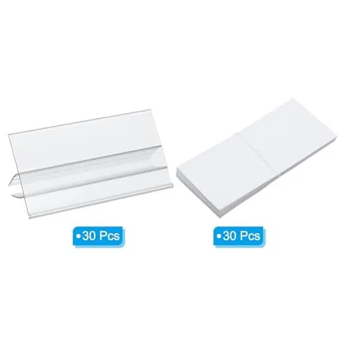 PATIKIL Clear Plastic Label Holders with Blank Labels, 30 Pack, Fits 7-12mm Shelves | Retail Store Price Tag Holders thumbnail 3
