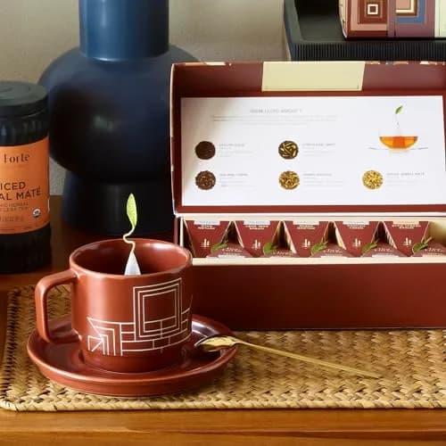 Tea Forte Terra Frank Lloyd Wright Porcelain Café Cup with Lid | 8oz Elegant Teacup for Tea Lovers thumbnail 6
