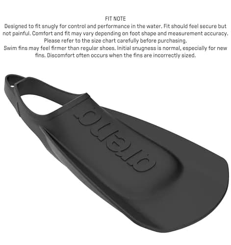 Arena Unisex Adult Lightweight Swim Training Fins for Men and Women Silicone Short Blade Flippers Open Heel Design, Black, 24-27 cm (9.5-10.5) thumbnail 5