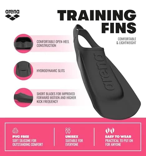 ARENA Unisex Adult Lightweight Swim Training Fins with Open Heel, Black, 23.7cm (9.33in) / 40.3cm (15.86in) / 10.4cm (4.09in) | Improve Leg Technique thumbnail 2