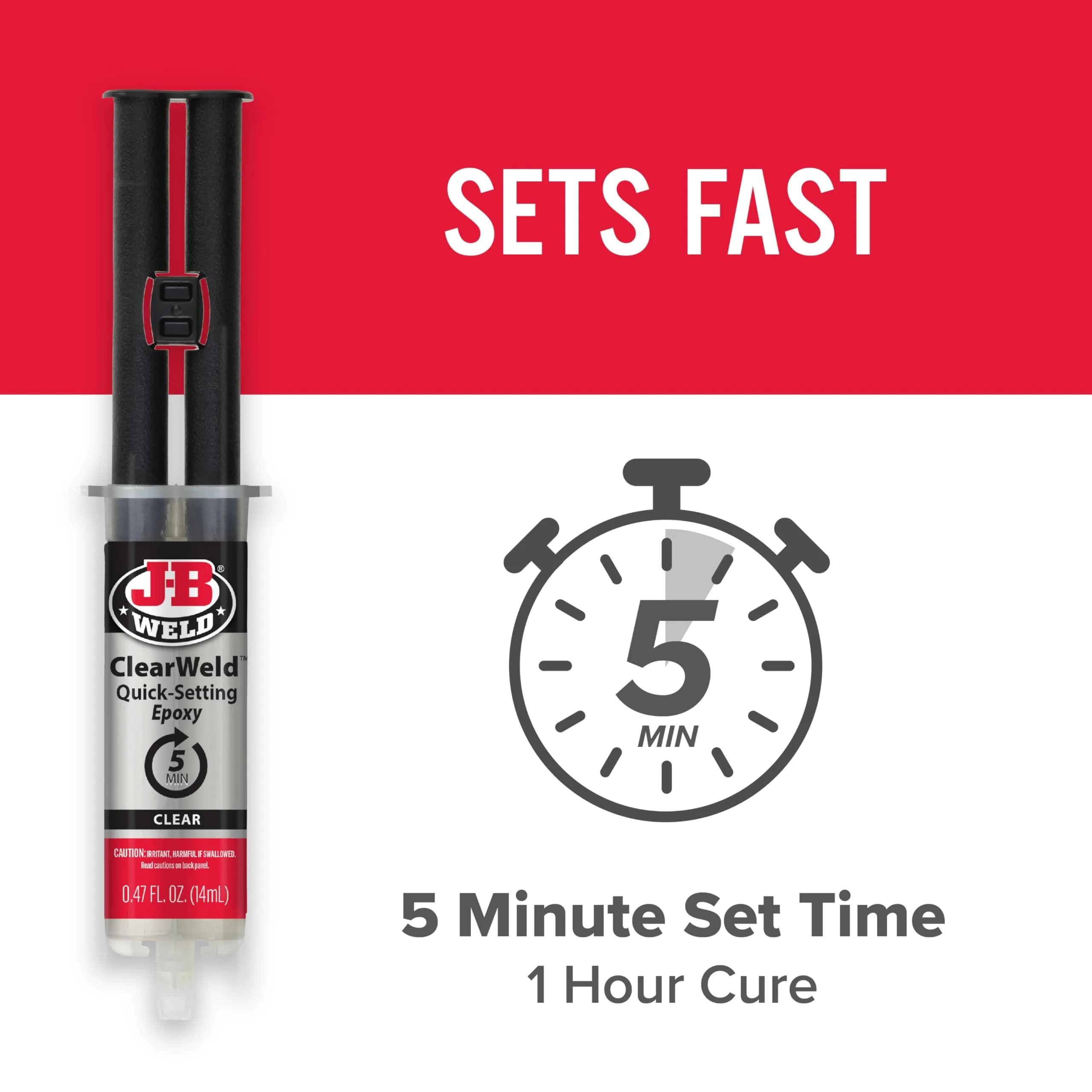 J-B Weld ClearWeld 5 Minute Epoxy 14ml (0.94 Fl Oz) 2-Pack | Strong, Clear, Fast-Setting Adhesive - view 4