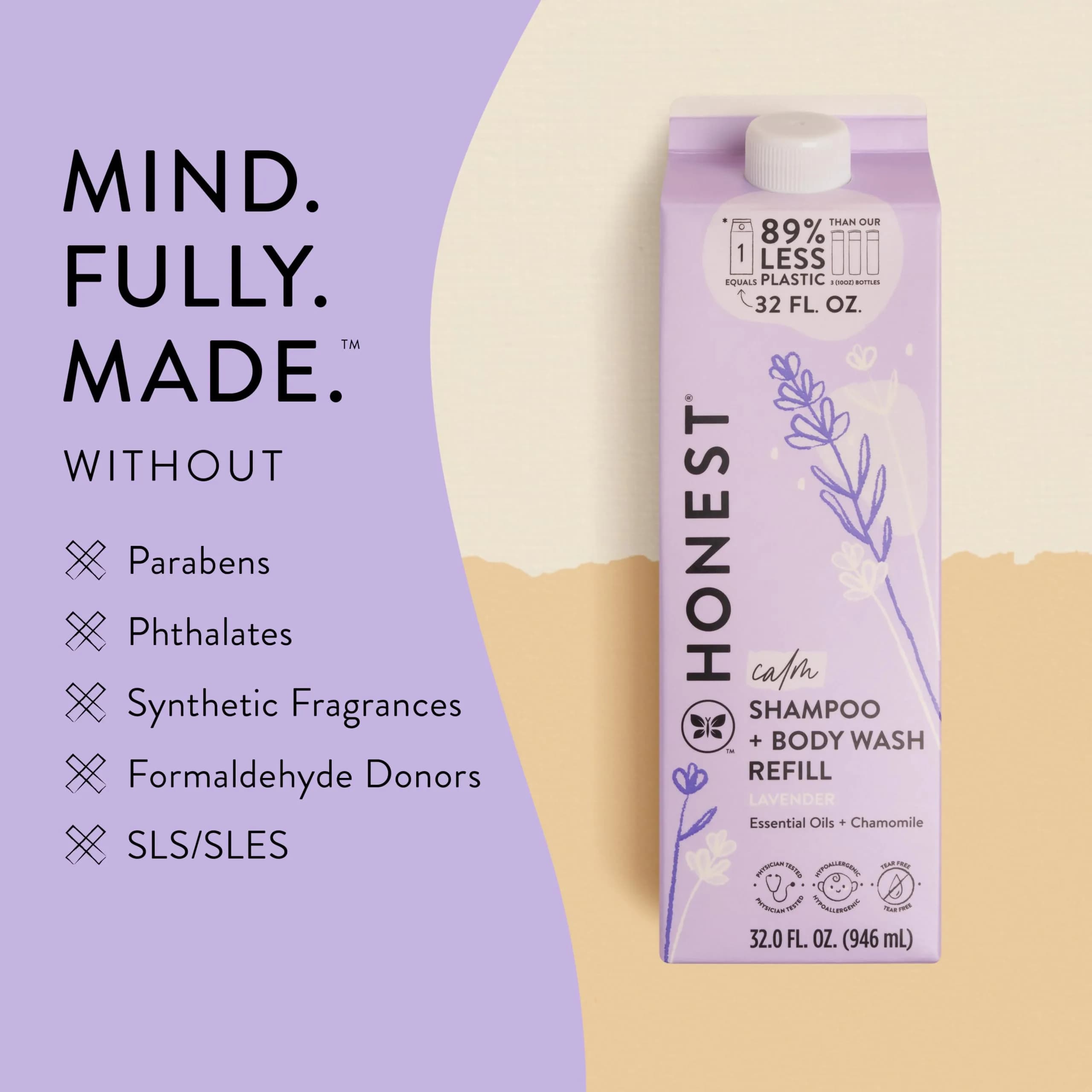 The Honest Company Shampoo Body Wash Refill Lavender Calm 946ml (32 fl oz) | Gentle Tear-Free Cleanser for Baby & Family - view 5