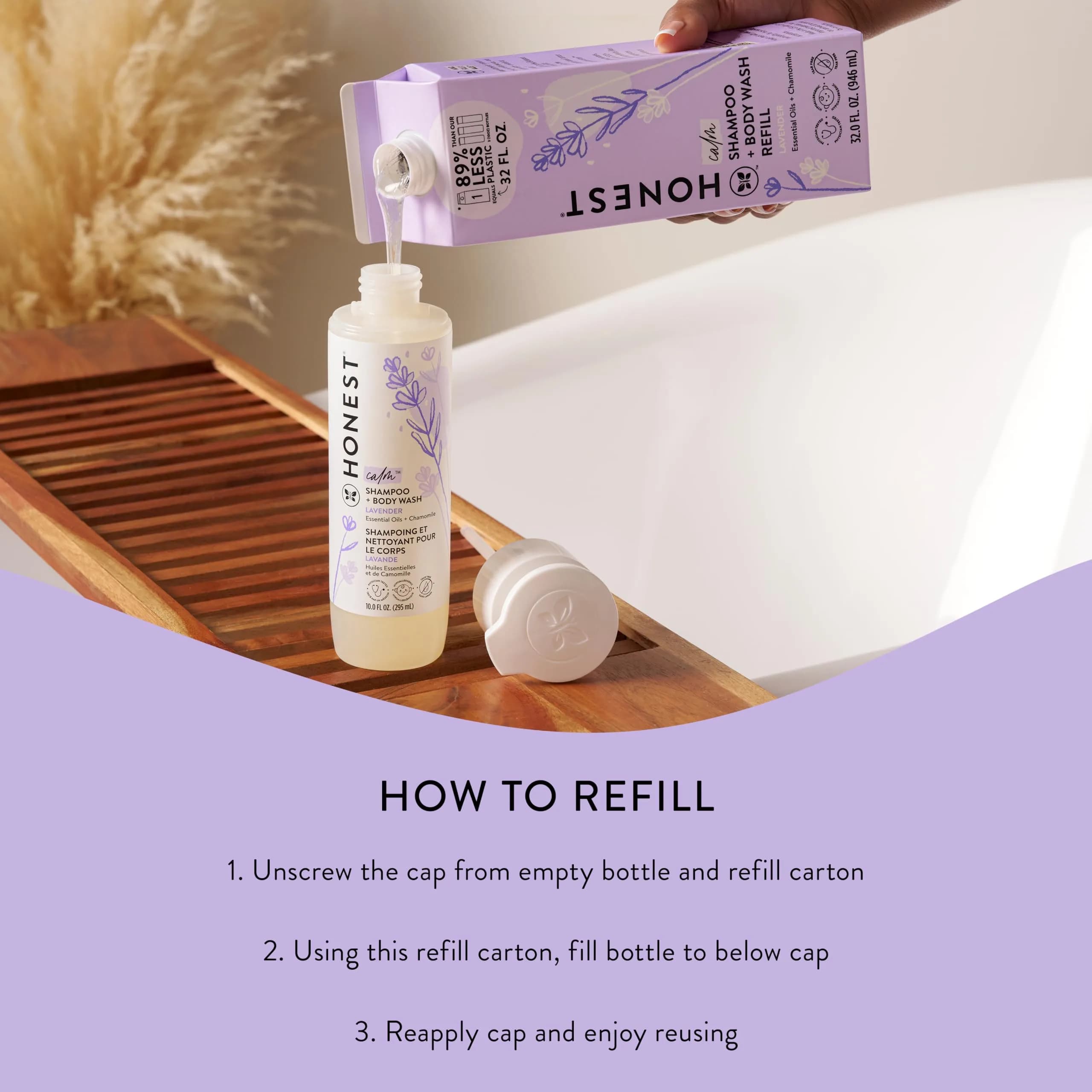 The Honest Company Shampoo Body Wash Refill Lavender Calm 946ml (32 fl oz) | Gentle Tear-Free Cleanser for Baby & Family - view 6