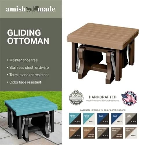 American Furniture Classics Model 601CTB Gliding Ottoman in Cedar and Tudor Brown | Heavy-Duty Coastal Design thumbnail 4