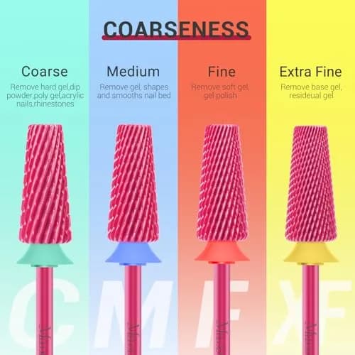 MelodySusie Professional 5 in 1 Nail Drill Bits Set, 3/32'' Carbide Tungsten, Pink Blossom | Manicure Pedicure Cuticle Gel Polishing thumbnail 4