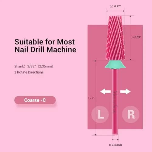 MelodySusie Professional 5 in 1 Nail Drill Bits Set, 3/32'' Carbide Tungsten, Pink Blossom | Manicure Pedicure Cuticle Gel Polishing thumbnail 5