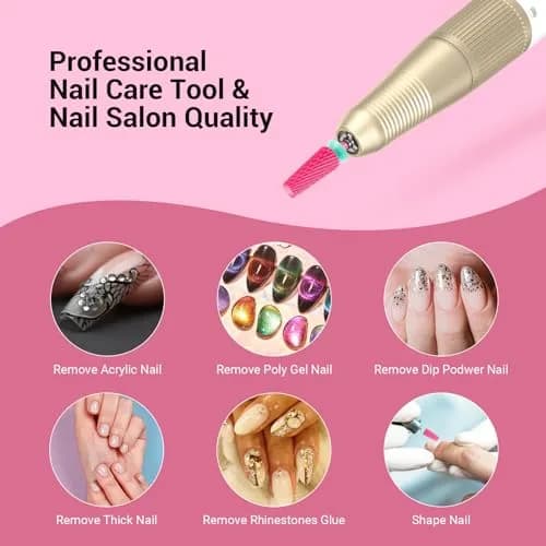 MelodySusie Professional 5 in 1 Nail Drill Bits Set, 3/32'' Carbide Tungsten, Pink Blossom | Manicure Pedicure Cuticle Gel Polishing thumbnail 6