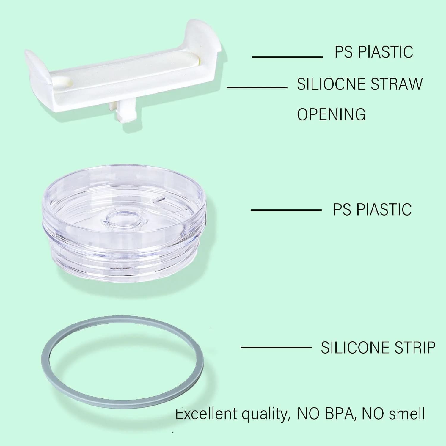 Horsdo 40oz Tumbler Lid - White Replacement for Stanley Quencher 2.0 (2-Pack) - view 2