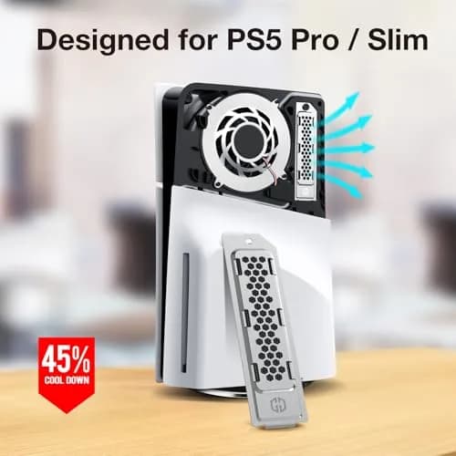 GRAUGEAR Metal Heat Dissipation Cover for PS5 Pro/Slim M.2 SSD Expansion Slot | Silver (12.6cm x 3.3cm x 0.5cm) thumbnail 3