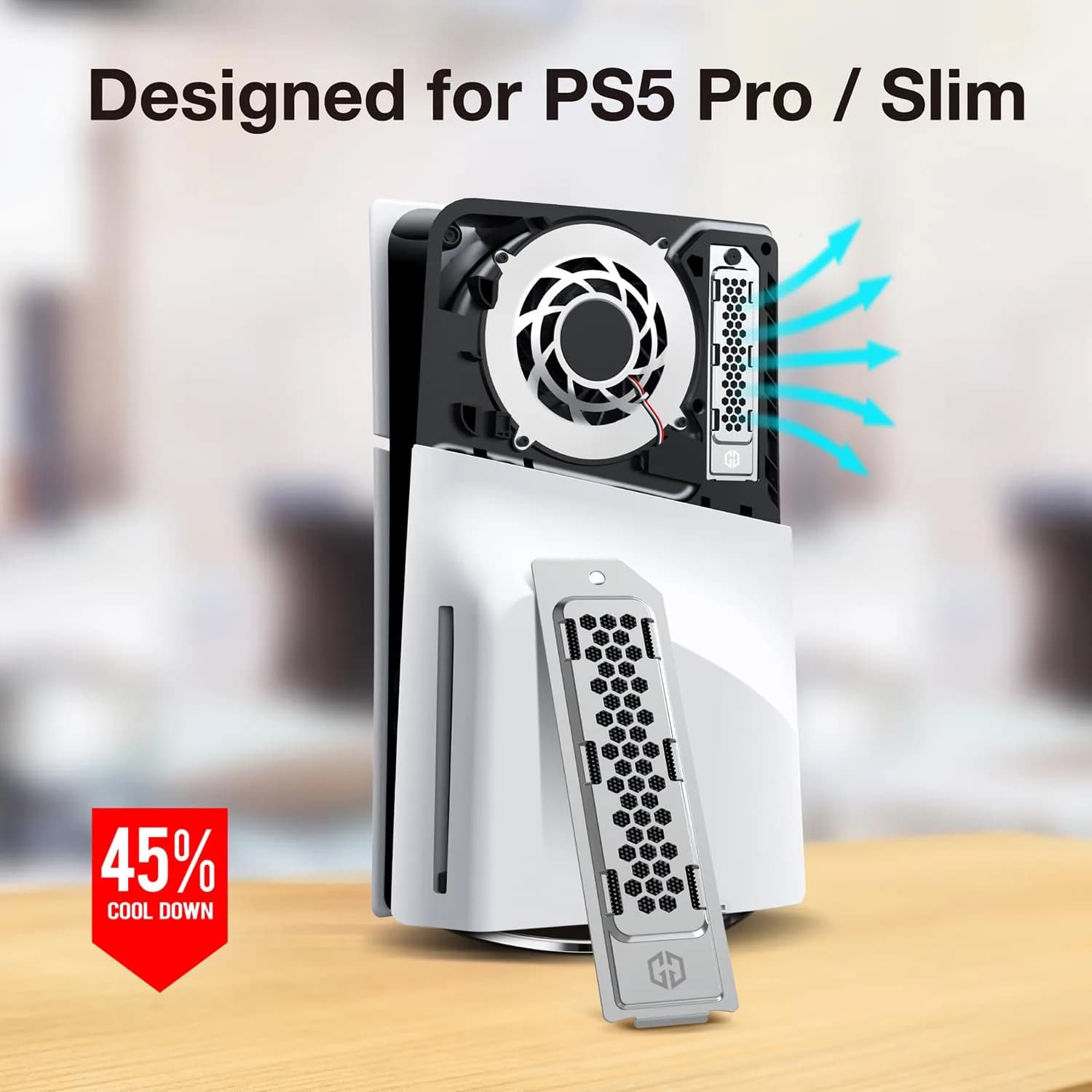 GRAUGEAR Metal Heat Dissipation Cover for PS5 Pro/Slim M.2 SSD Expansion Slot | Silver (12.6cm x 3.3cm x 0.5cm) - view 3