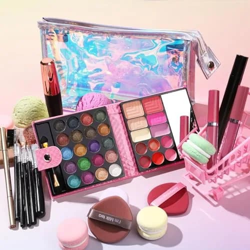 QiBest Makeup Set for Women Full Kit | 32 Colors Palette, 5pcs Brushes, Mascara & Eyeliner, Lipsticks, Cosmetic Bag thumbnail 8