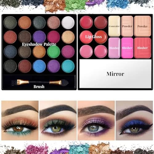 QiBest Makeup Set for Women Full Kit | 32 Colors Palette, 5pcs Brushes, Mascara & Eyeliner, Lipsticks, Cosmetic Bag thumbnail 5