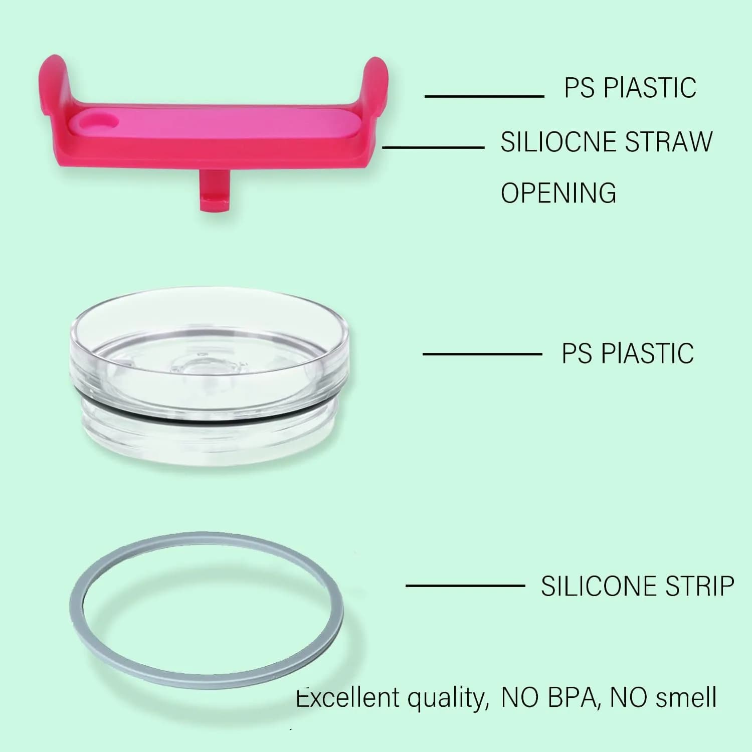 Horsdo 40oz Tumbler Lid - Rose Red Replacement Spill-Proof Cover for Stanley Quencher 2.0 - view 3