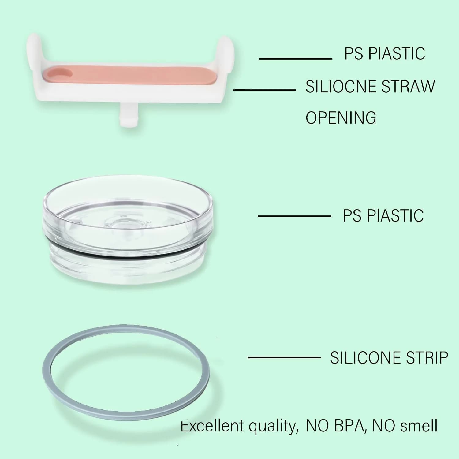 Horsdo 40oz Tumbler Lid - Clear Pink Replacement for Stanley Quencher 2.0 (2-Pack) - view 4