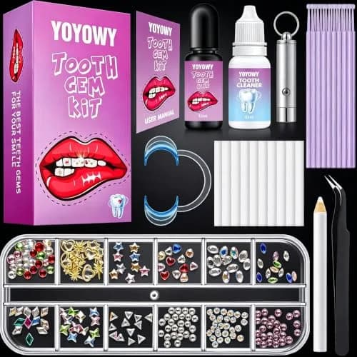 YOYOWY Tooth Gem Kit,Teeth Jewelry Kit with Glue and Light,Teeth Gems Kit for Teeth,Professional DIY Tooth Gem Kit,Crystal Smile Gems thumbnail 1