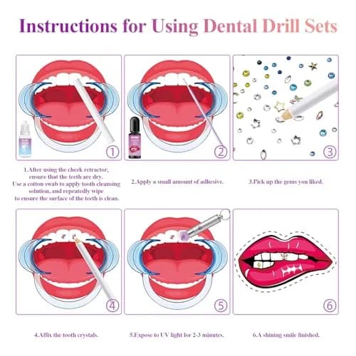 YOYOWY Tooth Gem Kit,Teeth Jewelry Kit with Glue and Light,Teeth Gems Kit for Teeth,Professional DIY Tooth Gem Kit,Crystal Smile Gems thumbnail 5