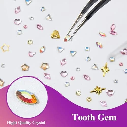 YOYOWY Tooth Gem Kit,Teeth Jewelry Kit with Glue and Light,Teeth Gems Kit for Teeth,Professional DIY Tooth Gem Kit,Crystal Smile Gems thumbnail 6