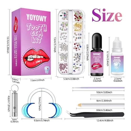 YOYOWY Tooth Gem Kit,Teeth Jewelry Kit with Glue and Light,Teeth Gems Kit for Teeth,Professional DIY Tooth Gem Kit,Crystal Smile Gems thumbnail 7
