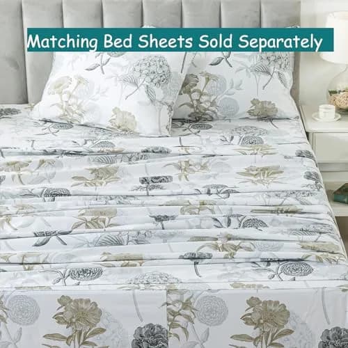 FADFAY Floral Duvet Cover Sets Twin Size 100% Cotton Ink Grey | Vintage Flower Patterned Comforter Cover for All Seasons thumbnail 6