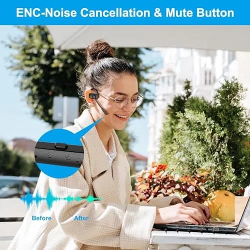 SproutingSound Open Ear Bluetooth Headphones Black | Noise Cancelling Mic, 12H Play thumbnail 4