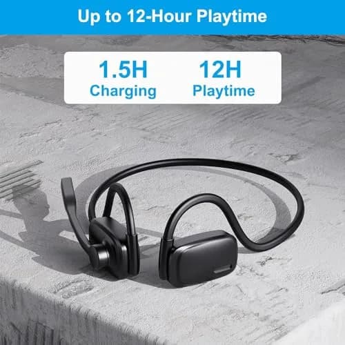 SproutingSound Open Ear Bluetooth Headphones Black | Noise Cancelling Mic, 12H Play thumbnail 6